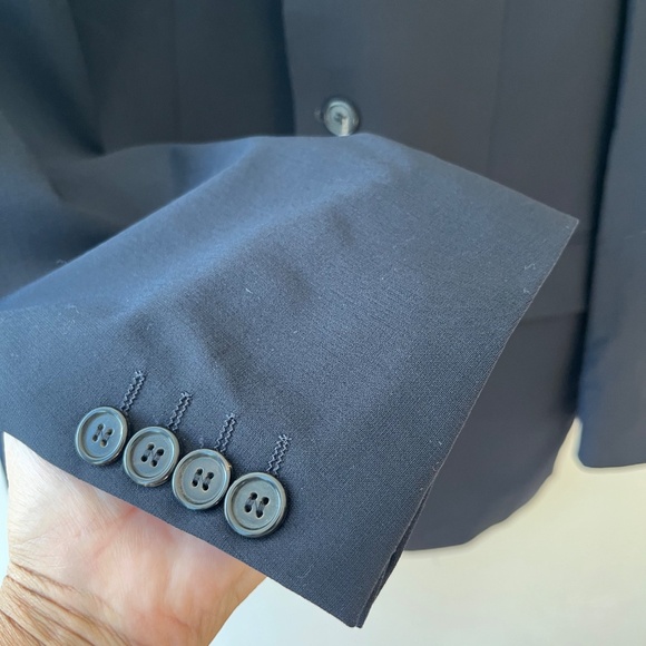 Hugo Boss Sz 40R Black Virgin Wool Blazer Suit Pockets has a FLAW - Picture 7 of 14